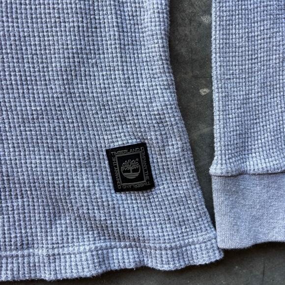 Timberland Waffle Knit Thermnal Sweatshirt Men's L Gray Long Sleeve Crewneck - Picture 3 of 10